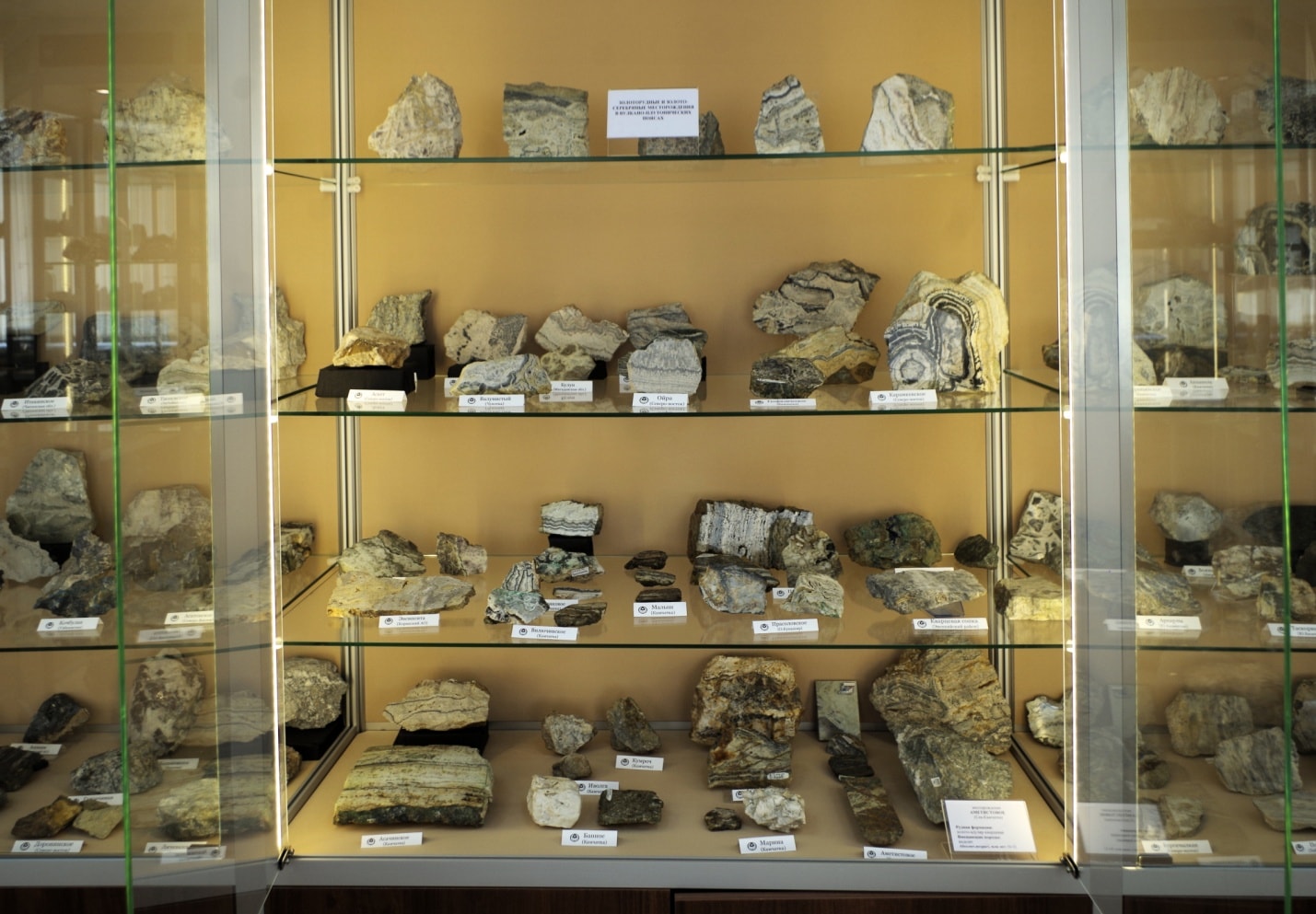 The “Ore deposits of precious metals” section of the Museum exposition